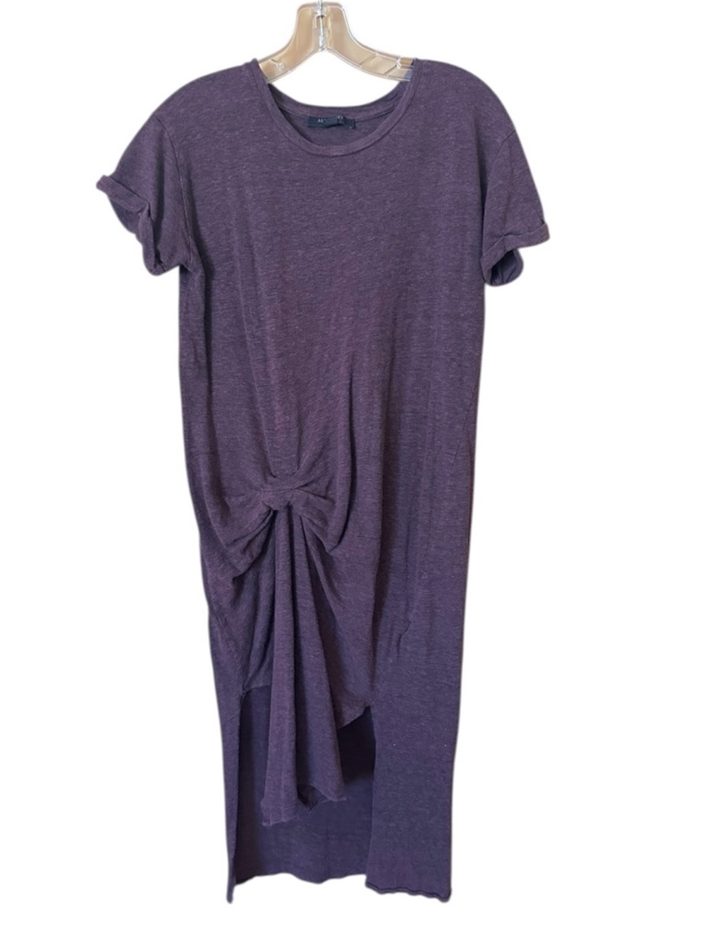 AllSaints rare maroon Rivi asymmetrical Knot-Front Short Sleeve Midi Dress